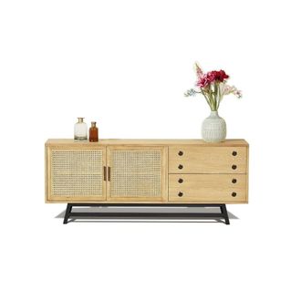 Robin des Bois Aparador de roble con 2 puertas y 2 cajones beige