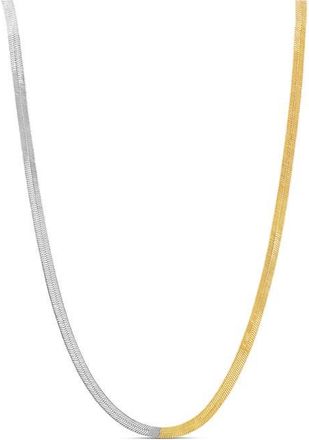 SHYMI Two-Tone Herringbone Chain Necklace in Gold Silver at Nordstrom, Size 16