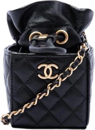 Chanel Pre-owned Quilted Bucket Bag - Dames - Vintage Tas - Zwart - ONE Size - Leer - Vintage