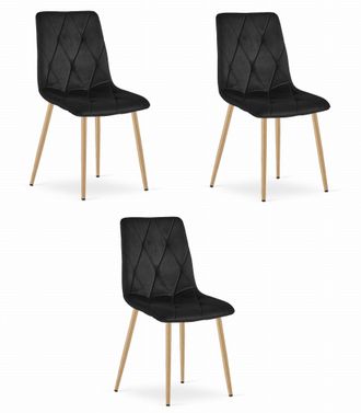 OEM Silla Libra - Terciopelo Negro / Patas Color Madera X 3