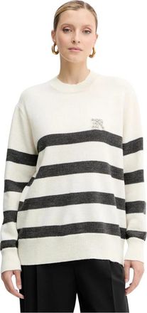 Ermanno Scervino Gestreepte Geborduurde Trui - Dames - Ronde hals truien - Veelkleurig - L - Wol - Truien & Vesten