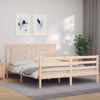 Berkfield Home Bed Frame with Headboard 160x200 cm Solid Wood in Brown