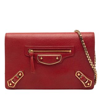 Balenciaga Pre-owned Balenciaga Goatskin Motocross Metallic Edge Wallet on Chain Ladies YM9D2O3GDPS2OEEB