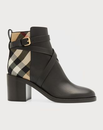 Burberry Pryle Equestrian Horse Check Ankle Booties