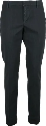 Dondup Black Gaubert Textured Stretch Cotton Trousers