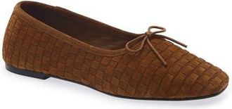 Freda Salvador Jada Woven Square Toe Ballet Flat in Toffee Woven Suede at Nordstrom, Size 10.5