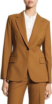 Theory Lynnia Stretch Wool Blazer in Dark Cognac at Nordstrom, Size 14