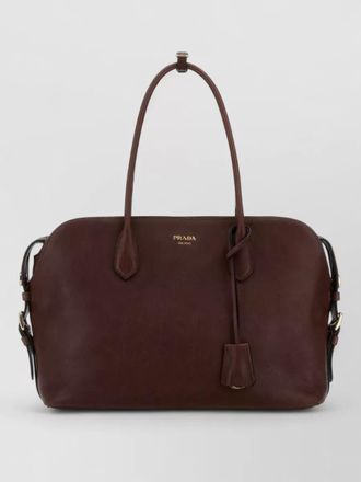 Prada leather shopping shoulder bag detachable strap