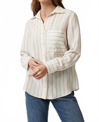 Mavi Ginny Pocket Long Sleeve Button Down In Khaki