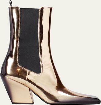 Prada Metallic Square-Toe Chelsea Booties