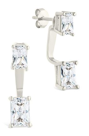 Sterling Forever Cubic Zirconia Front/Back Drop Earrings in Silver at Nordstrom