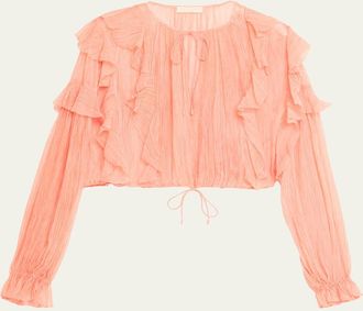 Ulla Johnson Delfina Long-Sleeve Silk Chiffon Blouse