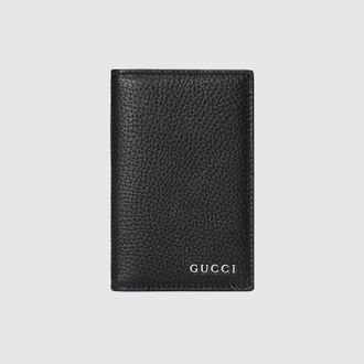 Gucci Long Card Case With Gucci Logo, Black, Leather