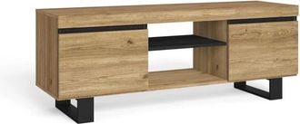 Skraut Home Mobile tv Mod.Naturale Rovere/Nero, 2 porte e 2 alloggi, Soggiorno-soggiorno, 140x40x53cm - Skraut Home