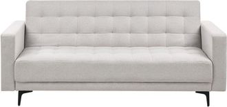 Beliani Sofa Bed Light Grey Fabric Tufted Modern Living Room Modular 3 Seater Black Legs Track Arm ABERDEEN