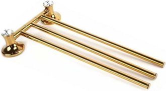 Trade Shop Trade Shop - Porta Asciugamani Tre Aste Supporto Per Bagno Da Muro Casa Dorato Oro Dgo-111