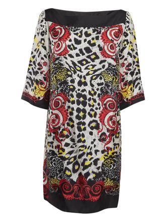 Versace Abito leopardato in seta - Bianco