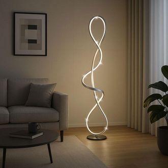 Globo Lighting Lampada Da Terra A Led Argento Lampada Da Terra Da Soggiorno Curva Alluminio, Metallo, 36w 2260lm Bianco Neutro, Lxlxh 26x20x132,5 Cm
