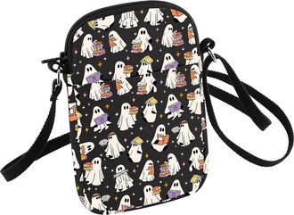 Generic Funny Ghost Reading Books Halloween Spooky Book Club Reading Crossbody Bag Spooky Lover Gift for Book Lover (Ghost Reading B UK)