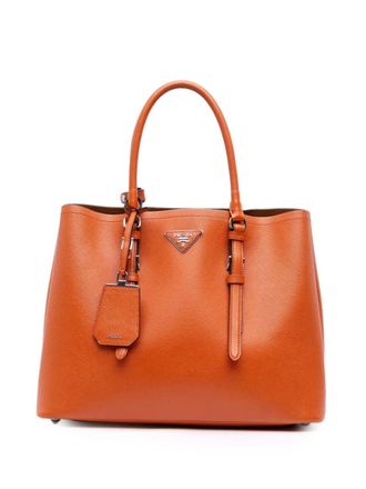 Prada 2000-2025 Medium Saffiano Cuir Double satchel - Orange