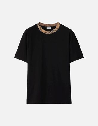 Burberry Mens Burberry Check Trim Relaxed Fit Cotton T-Shirt Black - Size: 38