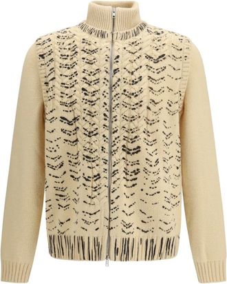 Maison Margiela C&aacute;rdigan con cremallera en lana virgen - Knitwear - Mujer - Beige - S