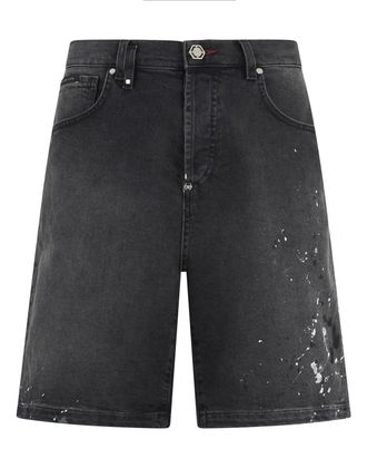 Philipp Plein Denim Shorts Paint