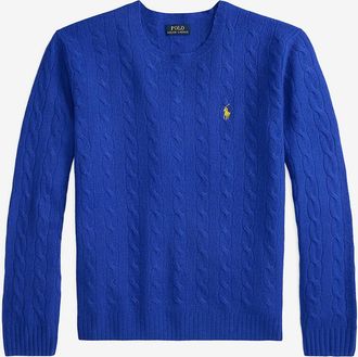 Polo Ralph Lauren Zopfstrick-Rundhalspullover aus Wolle und Kaschmir Pony
