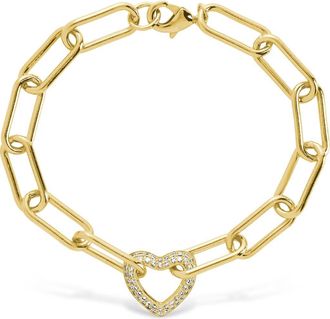 Sterling Forever Ariya Pav&eacute; Cubic Zirconia Heart Bracelet in Gold at Nordstrom Rack