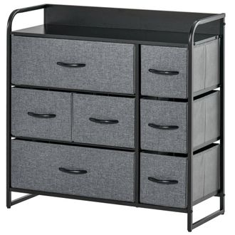HOMCOM 3-Tier Fabric Bedroom Dresser with 7 Foldable Drawers - Grey | TJ Hughes