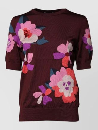 Dolce & Gabbana floral silk short-sleeve crew-neck knitted top