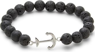 Brook & York Mens Anchor Lava Rock Beaded Bracelet in Black at Nordstrom