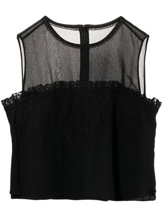 Shiatzy Chen lace ruffle-detail blouse - women - Mulberry Silk - 40 - Black