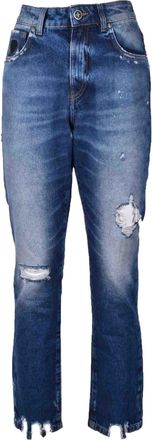 John Richmond Womens Ripped Jeans Distressed Denim - Medium Blue Cotton - Size 30 (Waist)