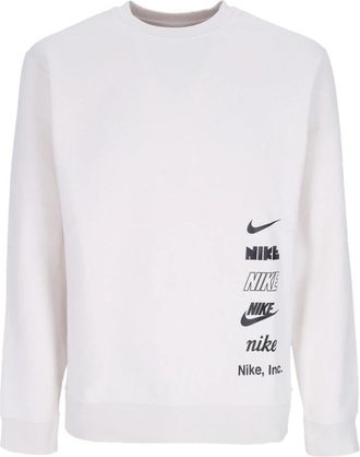 Nike Sweatshirt met ronde hals en Mlogo - Heren - Sportshirts - Wit - 2XL - Katoen - Fitness