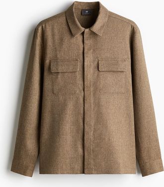 H&M Utility-Hemd in Regular Fit - Dunkelbeige