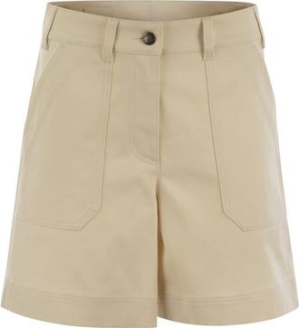 Moncler Womens Cotton Gabardine Shorts - Tan - Size EU 38 (Womens)