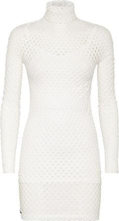 Philipp Plein Short Dress Seamless Mesh - Dames - Korte kleedjes - Wit - 2XL - Nylon - Kleedjes