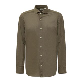 Finamore Toronto Shirt - Heren - Casual Overhemden - Groen - L - Overhemden