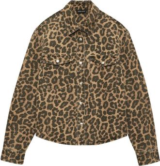Anine Bing Paxton Shirt Black And Brown Leopard