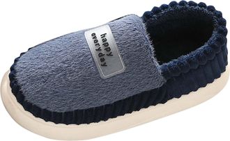 Generic Winter Men Slippers Indoor Outdoor Winter Warm Soft Flat Comfortable Fashion Shoes For Cold Weather Cozy Home Wear (Navy, 7)