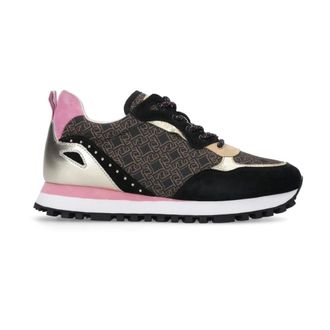 Liu Jo Sneakers, female, Multicolor, 6 UK, Monogram Print Leather Trainers Black/Brown