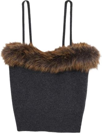 Marc Jacobs Tanktop met imitatiebont voering - Dames - Tops zonder mouwen - Grijs - S - Tops
