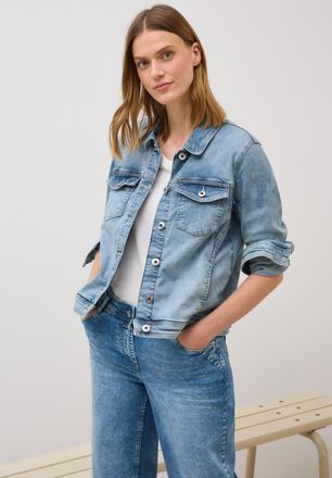 Cecil Jeansjacke CECIL, Damen, Gr. XS (36), blau (authentic used wash), Denim/Jeans, Obermaterial: 78% Baumwolle, 20% Polyester, 2% Elasthan, unifarben, nor