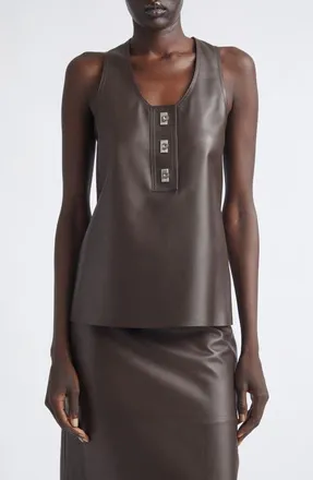 Ferragamo Racerback Napa Leather Tank in Expresso at Nordstrom, Size 40