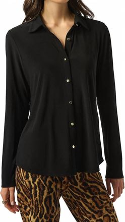 Joseph Ribkoff Button Front Long Sleeve Top In Black