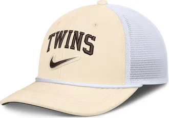 Nike Minnesota Twins Rise Nike Mens Dri-FIT MLB Trucker Adjustable Hat in White | NB640HNATIS-USE