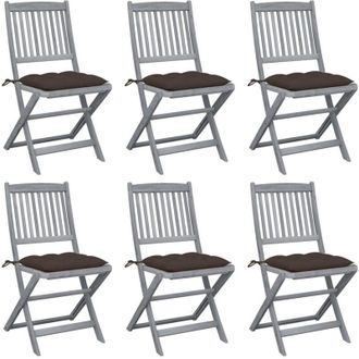 vidaXL Vidaxl - Sillas De Jard&iacute;n Plegables 6 Uds Cojines Madera Maciza Acacia