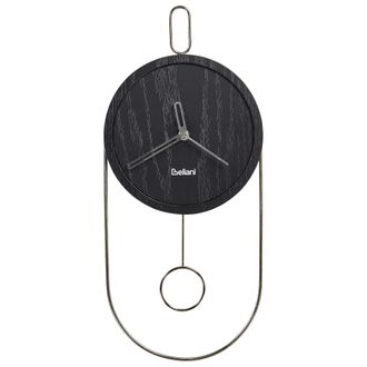 Beliani Beliani - Reloj De Pared Decoraci&oacute;n Colgante 20 X 45 Cm Dise&ntilde;o Sin N&uacute;meros P&eacute;ndulo Mdf Negro Sierre