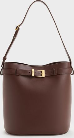 Charles & Keith Jody Leather Belted Bucket Bag